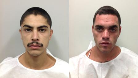 Anthony Ramirez, 26, (left) and Rusty Minor, 24, (right) were arrested in connection to a shooting that killed one person and injured another on Sunday, Sept. 30, 2012.