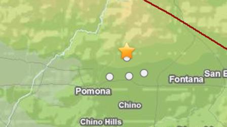 A USGS map shows the site of a magnitude-3.1 earthquake that hit near Upland on Sunday, Nov. 4, 2012.