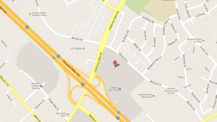 A map indicates the area on the 41000 block of California Oaks Road in Murrieta where a man and woman were arrested for trying to buy a laptop computer with a stolen credit card at Target on Friday, Nov. 23, 2012.