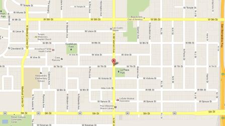 A map indicates the area near the 1300 block of West 7th Street in San Bernardino where a 20-year-old man was fatally shot following an End of the World party on Friday, Dec. 21, 2012.