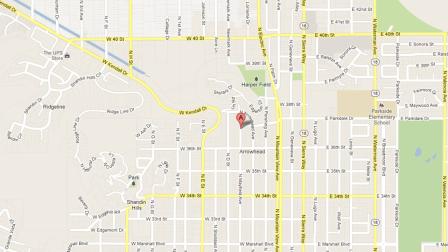 A map indicates area the area in the 3700 block of North Mayfield Avenue in San Bernardino where an armed suspect invaded an elderly victims residence at gunpoint on Sunday, Jan. 20, 2013.