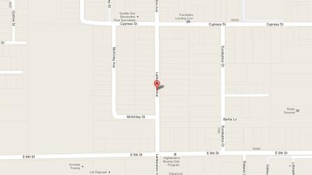 A map indicates the area near the 7800 block of Lankershim Avenue in Highland where Donald Scott Neeley, 25, was arrested for terrorist threats, assault with a firearm, and possession of an assault rifle on Friday, Feb. 1, 2013.