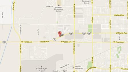 A map shows the 3900 block of West Florida Avenue in Hemet, where a woman was attacked and killed by her two pit bulls on Feb. 8, 2013.