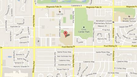 A map indicates the location of the College of the Desert in Palm Desert.