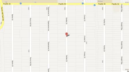 A map indicates the area near the 7000 block of Garden Drive in the unincorporated area of San Bernardino where a man was fatally shot Saturday, March 16, 2013.