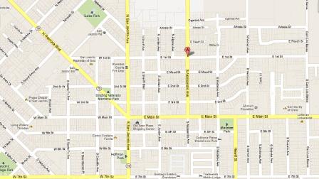 A map indicates the location of a disturbance call in the 100 block of North Alessandro Avenue in San Jacinto on Saturday, May 18, 2013.