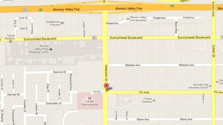 A map indicates the location of an officer-involved shooting in the 24000 block of Fir Avenue in Moreno Valley on Saturday, May 18, 2013.