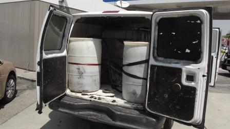 The van allegedly used to steal gas is seen in this photo provided by police.