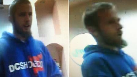 Surveillance photos show a suspect who was wanted for robbery and assault at a Hesperia business on Tuesday, May 28, 2013.