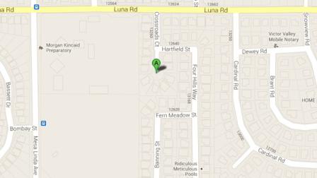 This Google Maps image indicates the location of an apparent murder-suicide at a home in the 13200 block of Crossroads Court in Victorville on Sunday, June 30, 2013.