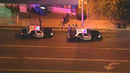 Police responded to the the area of Waterman Avenue and Baseline Street in San Bernarndino after reports that a group of young people were attacking pedestrians and vehicles on Thursday, July 18, 2013.