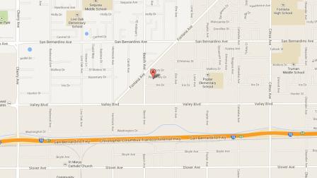 A map indicates the location of a possible murder-suicide incident in Fontana that left two people dead on Saturday, Aug. 31, 2013.