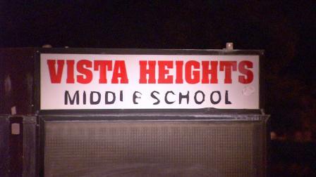 A sign for Vista Heights Middle School in Moreno Valley is seen in this undated file photo.