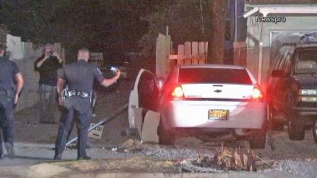 A truck crashed into a power pole near 9th Street and Perris Avenue in San Bernardino Saturday, Nov. 16, 2013, leaving hundreds of residents in the dark.