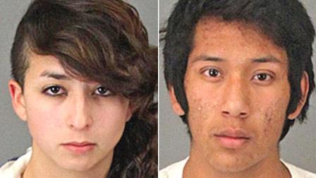 Serina Ramirez, 18, and Erick De La Cruz, 19, are shown in booking photos. Ramirez and De La Cruz were arrested along with 22 juveniles for allegedly selling drugs on two Riverside County high school campuses.