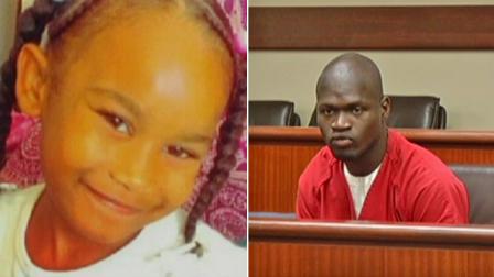 (Left) Tiana Ricks, 6, is shown in an undated file photo. (Right) Keandre Johnson, 21, appears in court in this undated photo.