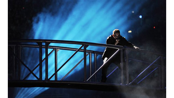 Bono of U2 performs during U2 360 world tour at Rose Bowl in Pasadena, Oct. 25, 2009