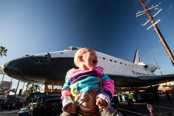 ABC7 viewer Royce Hutain posted this photo on our Facebook page of Zoey having a great time watching space shuttle Endeavour on Sunday, Oct. 14, 2012.