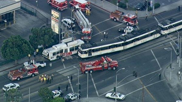Metro Blue Line train collides with MTA bus
