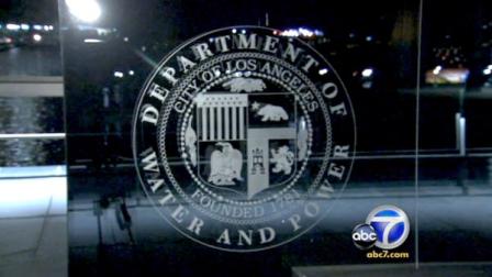 A sign is seen outside the Los Angeles Department of Water and Power building in this undated file photo.