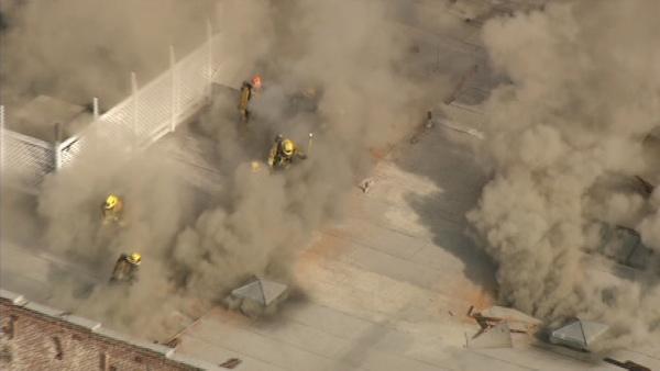A massive fire broke out in a six-story apartment building in Koreatown on Friday, Sept. 17, 2010.