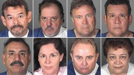 Take a look at the eight current and former Bell officials arrested Tues. in connection with the citys salary scandal.