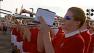 Thousands of Wisconsin Badger fans that looked more like a sea of red rallied in Santa Monica on Thursday for the Rose Bowl.