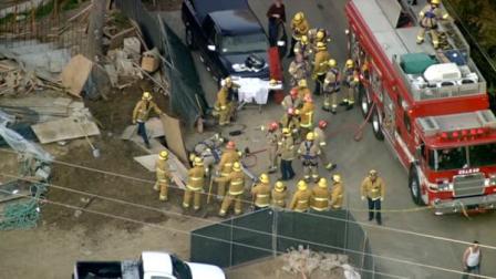 A worker at a construction site in Studio City died after becoming trapped under dirt in a trench collapse on Tuesday, Feb. 8, 2011.