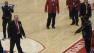 A man with a knife on the arena floor of Staples Center prompted an hour-long standoff with police on Saturday.