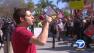Protesters with different messages gathered in Culver City to meet President Obamas motorcade.