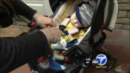 A baby is seen in a car seat in this undated photo.