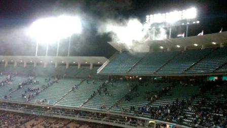 Firefighters quickly extinguished a small storage room fire at Dodger Stadium during Saturday nights game.
