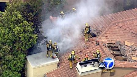 Authorities say no one was injured in a fire that erupted in an apartment building in Pomona on Thursday morning.