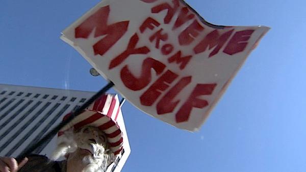 A demonstrator dressed up as Uncle Sam stands outside Los Angeles City Hall during the 'Occupy LA' event, on Saturday, Oct. 1, 2011, a demonstration in solidarity of ongoing protests in New York City and other parts of the nation against corporate greed.