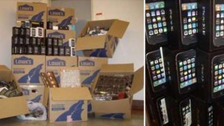 Two men and a woman were arrested for possessing counterfeit iPhone parts with a street value of about $250,000.