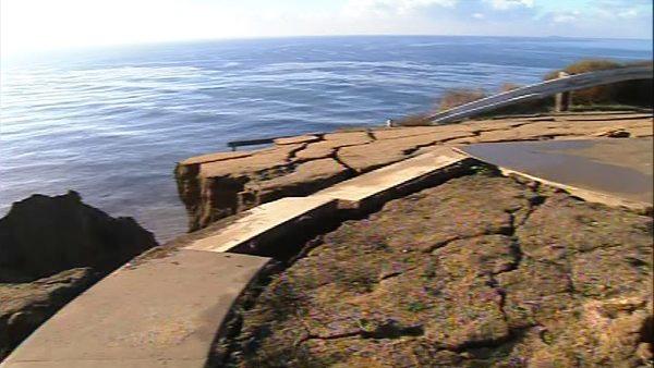 A stretch of coastal bluff in San Pedro collapsed following heavy rain. Officials say it is likely not repairable.