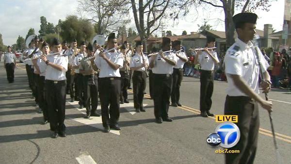 The Oakland Military Institute Band performs in the 27th annual Kingdom Day Parade in South Los Angeles on Monday, Jan. 16, 2012.