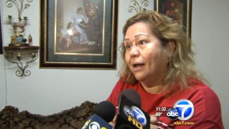 Sonia Hernandez, 52, talks to the media on Monday, Feb. 20, 2012. Police said Hernandez made up a story about finding an abandoned newborn baby at a Long Beach gas station.