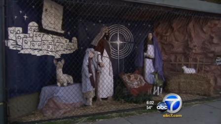 A Christmas nativity scene is displayed at Palisades Park in Santa Monica in this undated file photo.