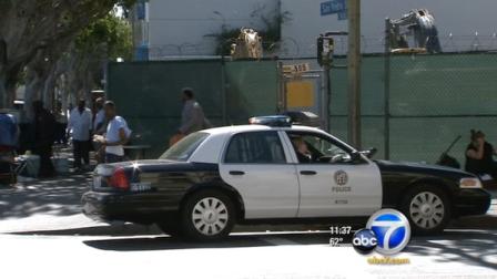 A woman sleeping inside a tent in downtown Los Angeles was struck by a hit-and-run driver on Sunday, March 4, 2012.