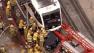 At least six people were injured in a collision involving an Expo Line test train and a car in downtown L.A. on Saturday, March 17, 2012.