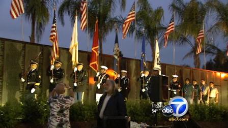 The Dignity Memorial Vietnam Wall is seen on display at Rose Hills Memorial Park in Whittier on Friday, March 23, 2012.