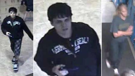Surveillance images show two suspects behind a several laptop computer thefts outside two campus dining halls at UCLA.