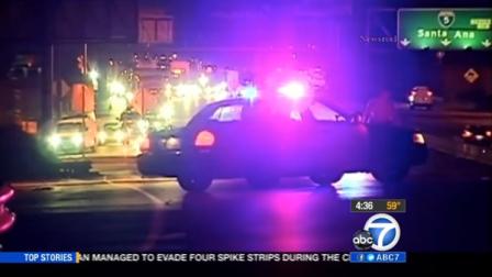 A pedestrian was struck and killed on the 5 Freeway in East Los Angeles on Wednesday, April 25, 2012.