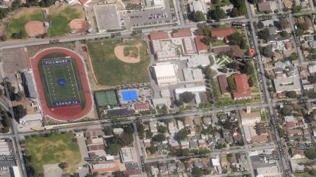 Fillmore High School is seen in this satellite image from Google.