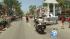 A parade float makes its way down the route of...