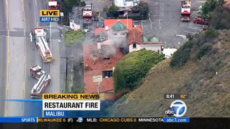 A fire at the BeauRivage Restaurant in Malibu shut down Pacific Coast Highway in both directions on Monday, June 11, 2012.