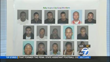 Long Beach police cracked down on a violent street gang Baby Insane Crips, wanted for 13 shootings and at least one murder.