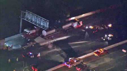 A truck that spilled asphalt onto the southbound 710 Freeway in Lynwood is seen in this photo from June 22, 2012.