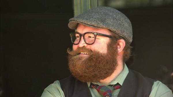 A participant of the second annual Los Angeles Beard and Mustache Competition is seen at the event at the Belasco Theater in downtown Los Angeles on Sunday, June 24, 2012.